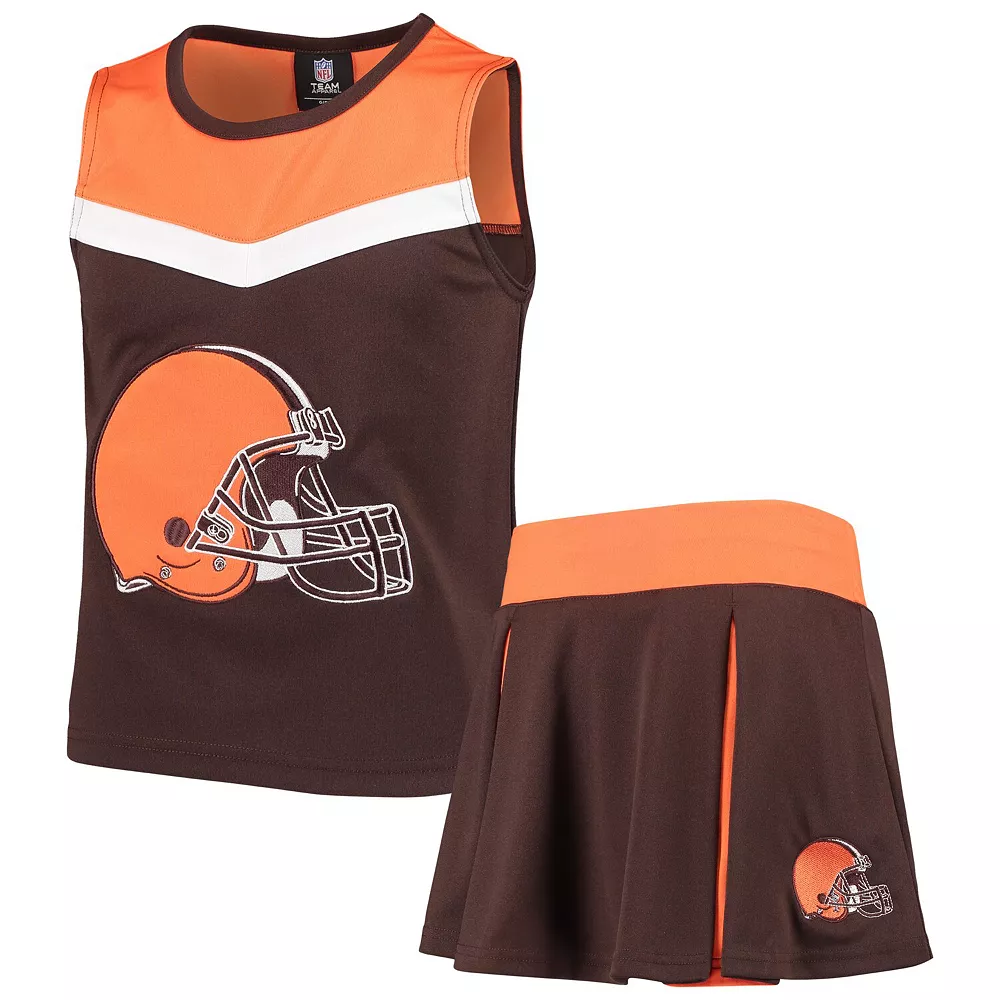 Girls Youth Brown/Orange Cleveland Browns Two-Piece Spirit Cheerleader Set 1 Girls Youth Brown/Orange Cleveland Browns Two-Piece Spirit Cheerleader Set