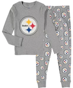 Preschool Heathered Gray Pittsburgh Steelers Long Sleeve T-Shirt & Pants Sleep Set