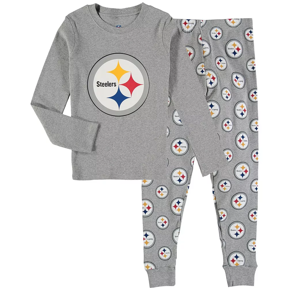 Preschool Heathered Gray Pittsburgh Steelers Long Sleeve T-Shirt & Pants Sleep Set 1 Preschool Heathered Gray Pittsburgh Steelers Long Sleeve T-Shirt & Pants Sleep Set