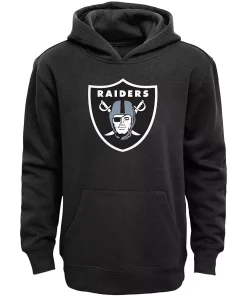 Las Vegas Raiders Youth Primary Logo Team Color Fleece Pullover Hoodie - Black