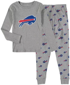 Preschool Heathered Gray Buffalo Bills Long Sleeve T-Shirt & Pants Sleep Set