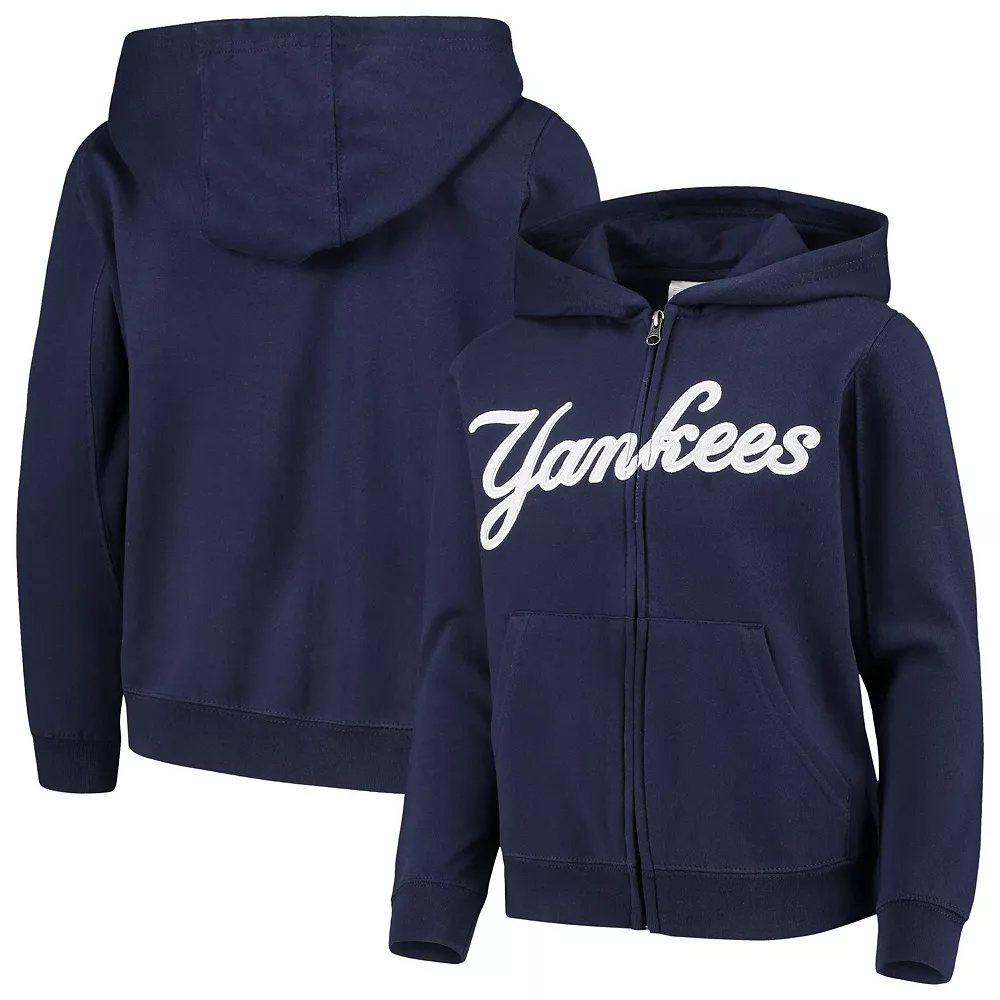 Youth Navy New York Yankees Team Color Wordmark Full-Zip Hoodie 1 Youth Navy New York Yankees Team Color Wordmark Full-Zip Hoodie