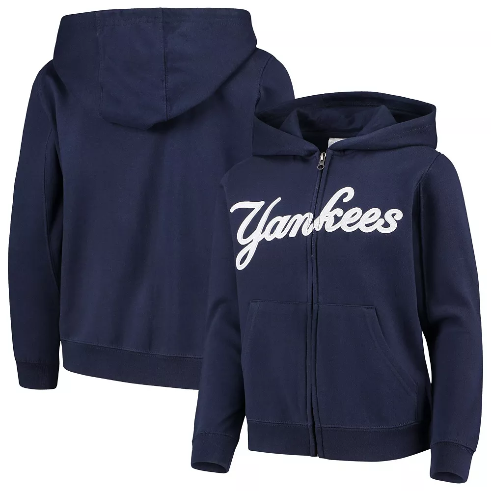 Youth Navy New York Yankees Team Color Wordmark Full-Zip Hoodie 2 Youth Navy New York Yankees Team Color Wordmark Full-Zip Hoodie - Image 2