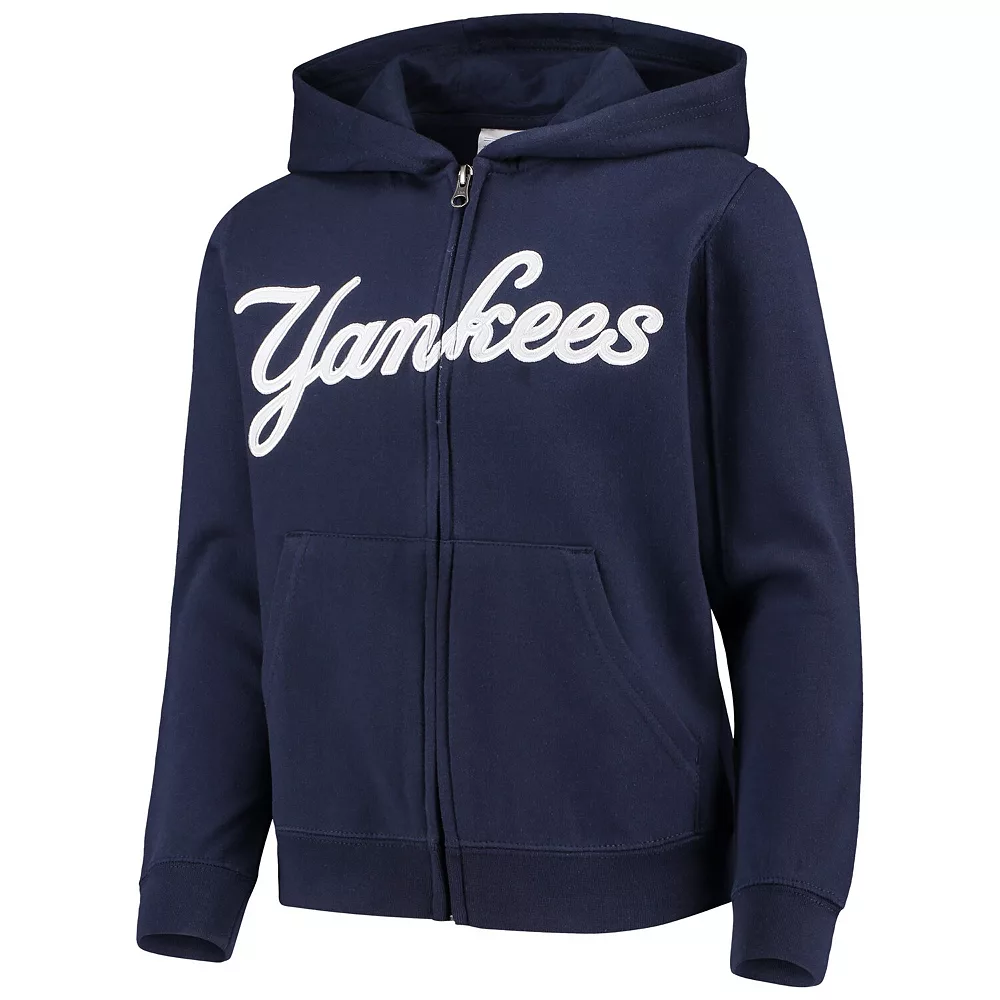 Youth Navy New York Yankees Team Color Wordmark Full-Zip Hoodie 3 Youth Navy New York Yankees Team Color Wordmark Full-Zip Hoodie - Image 3