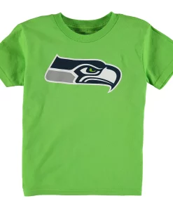 Preschool Neon Green Seattle Seahawks Team Logo Short Sleeve T-Shirt