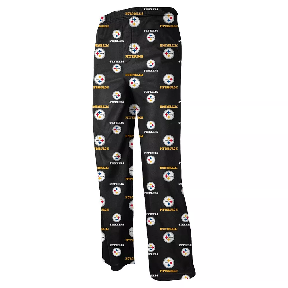 Pittsburgh Steelers Preschool Allover Logo Flannel Pajama Pants - Black 1 Pittsburgh Steelers Preschool Allover Logo Flannel Pajama Pants - Black