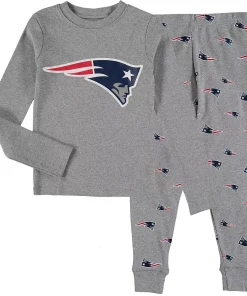 Preschool Heathered Gray New England Patriots Long Sleeve T-Shirt & Pants Sleep Set