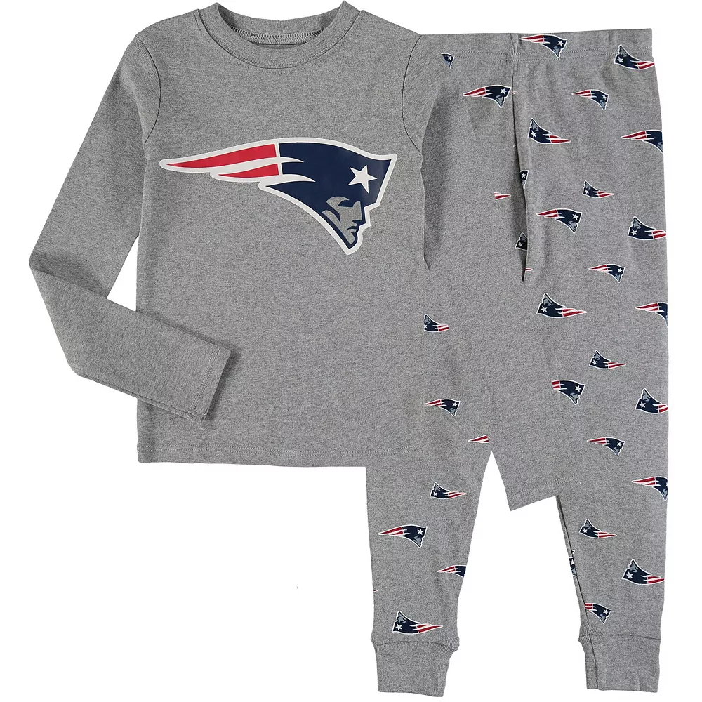 Preschool Heathered Gray New England Patriots Long Sleeve T-Shirt & Pants Sleep Set 1 Preschool Heathered Gray New England Patriots Long Sleeve T-Shirt & Pants Sleep Set