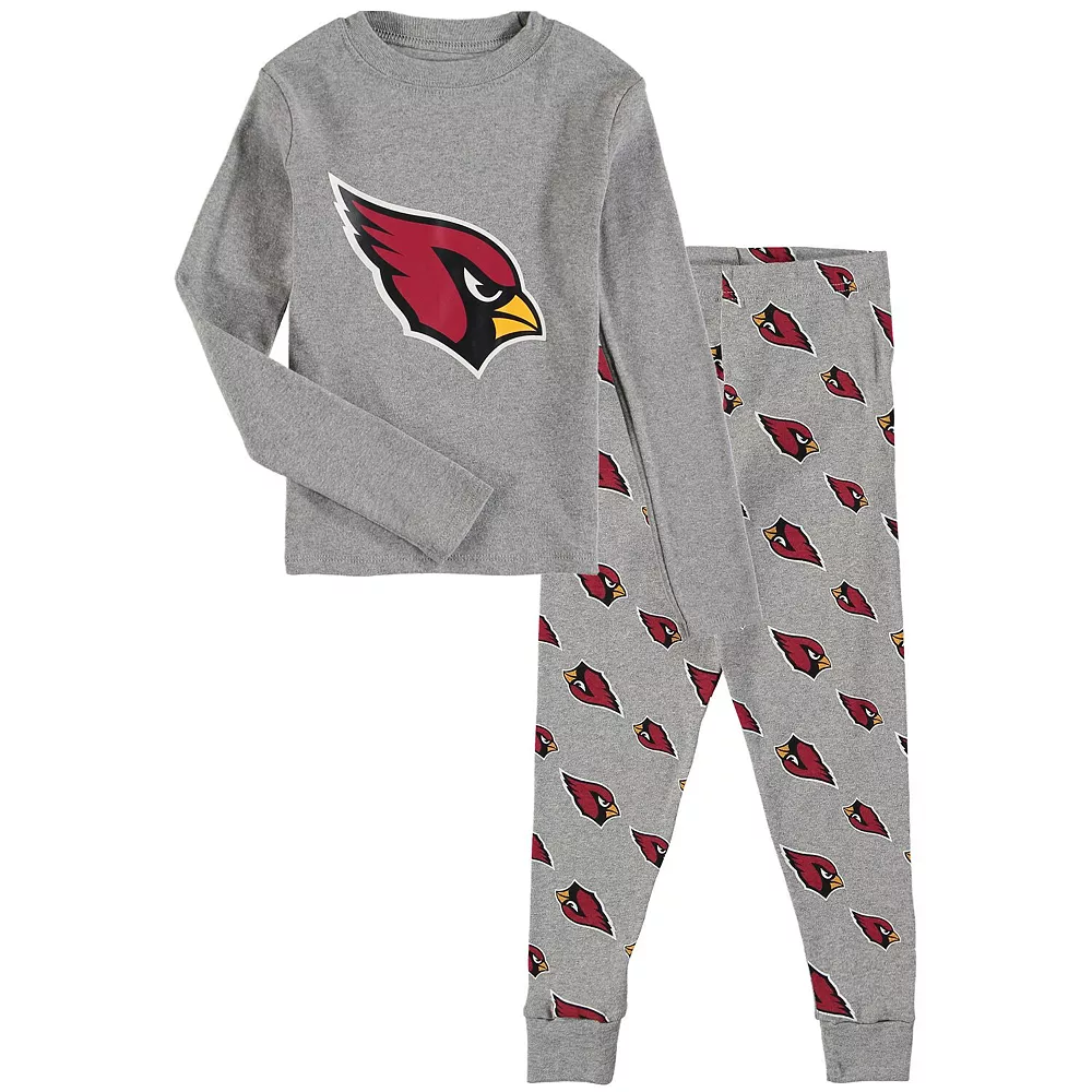 Youth Heathered Gray Arizona Cardinals Long Sleeve T-Shirt & Pants Sleep Set 1 Youth Heathered Gray Arizona Cardinals Long Sleeve T-Shirt & Pants Sleep Set