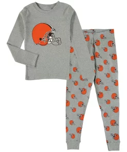 Preschool Heathered Gray Cleveland Browns Long Sleeve T-Shirt & Pants Sleep Set