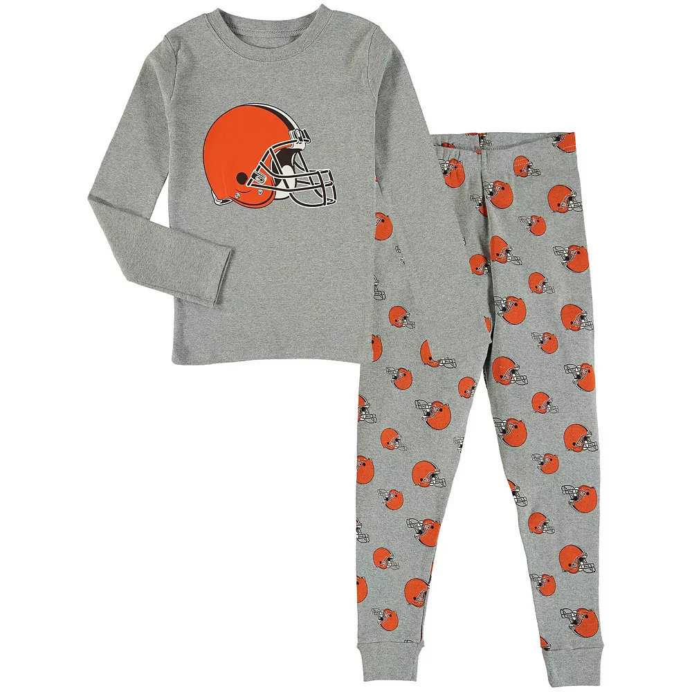 Preschool Heathered Gray Cleveland Browns Long Sleeve T-Shirt & Pants Sleep Set 1 Preschool Heathered Gray Cleveland Browns Long Sleeve T-Shirt & Pants Sleep Set