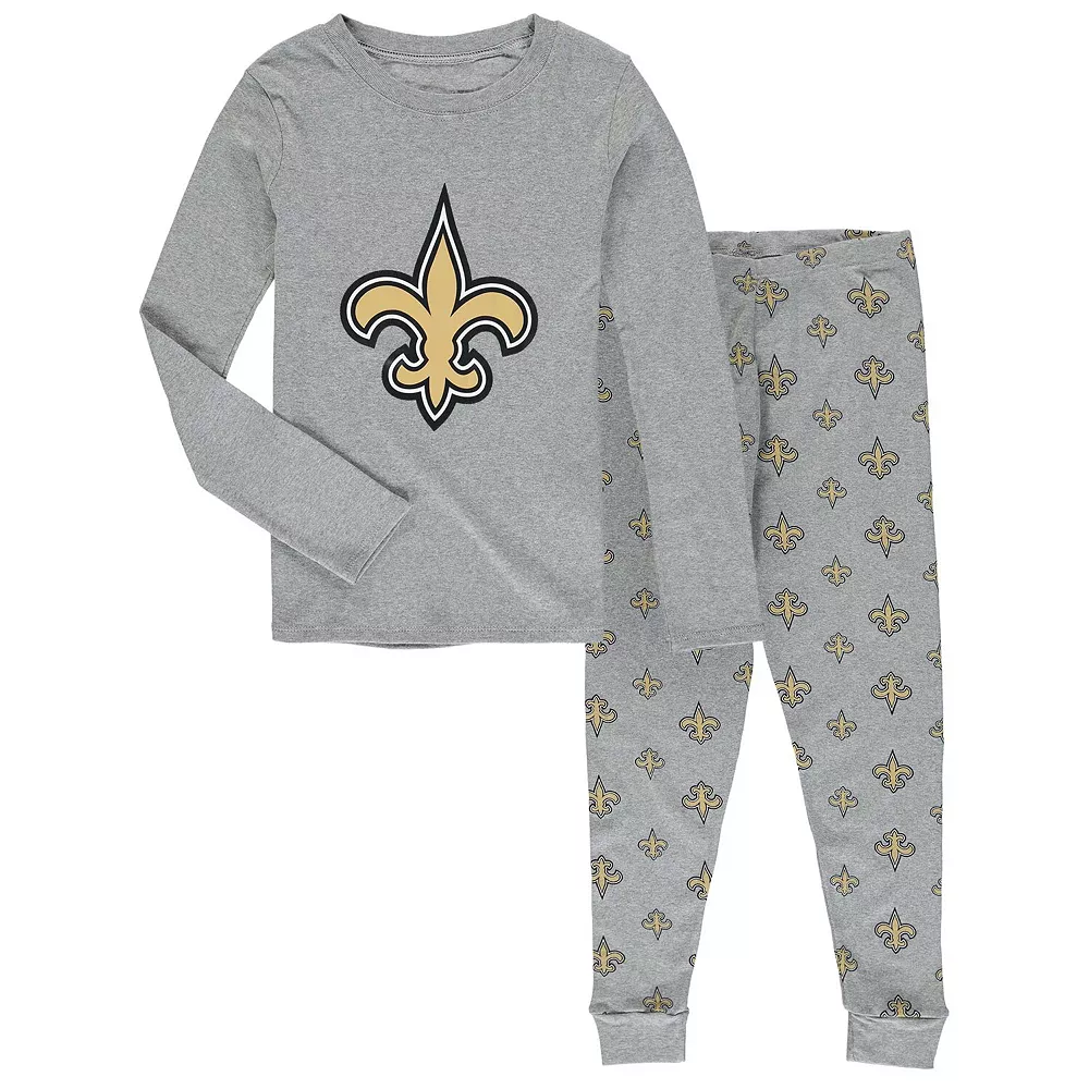 Preschool Heathered Gray New Orleans Saints Long Sleeve T-Shirt & Pants Sleep Set 1 Preschool Heathered Gray New Orleans Saints Long Sleeve T-Shirt & Pants Sleep Set