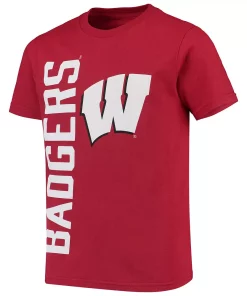 Youth Red Wisconsin Badgers Vertical Leap T-Shirt 5 Youth Red Wisconsin Badgers Vertical Leap T-Shirt -MLB Shop 4085394 ALT2