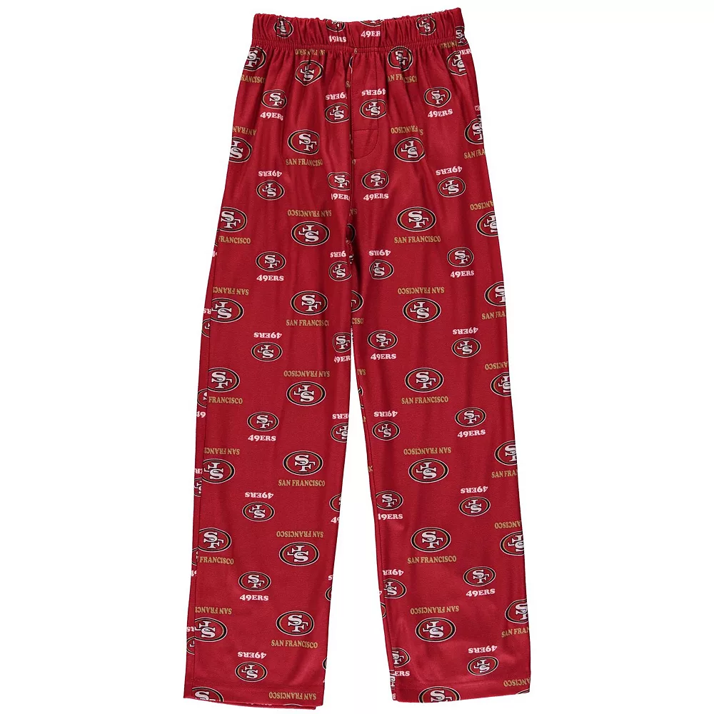 San Francisco 49ers Youth All Over Print Lounge Pants - Scarlet 1 San Francisco 49ers Youth All Over Print Lounge Pants - Scarlet