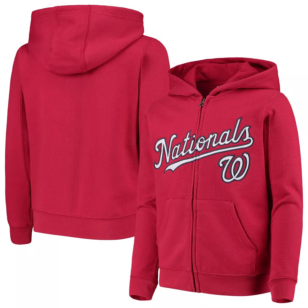 Youth Red Washington Nationals Team Color Wordmark Full-Zip Hoodie 1 Youth Red Washington Nationals Team Color Wordmark Full-Zip Hoodie