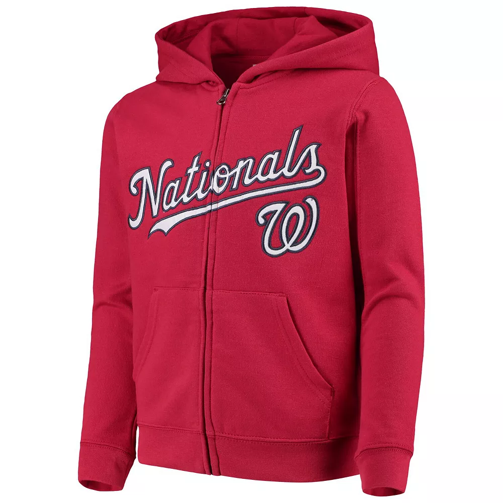 Youth Red Washington Nationals Team Color Wordmark Full-Zip Hoodie 2 Youth Red Washington Nationals Team Color Wordmark Full-Zip Hoodie - Image 2