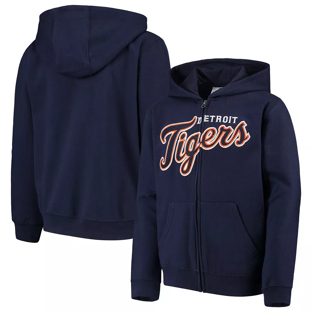 Youth Navy Detroit Tigers Team Color Wordmark Full-Zip Hoodie 1 Youth Navy Detroit Tigers Team Color Wordmark Full-Zip Hoodie