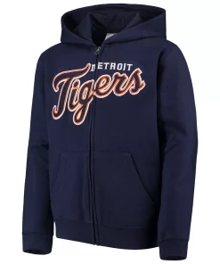 Youth Navy Detroit Tigers Team Color Wordmark Full-Zip Hoodie 6 Youth Navy Detroit Tigers Team Color Wordmark Full-Zip Hoodie -MLB Shop 4140060 ALT2