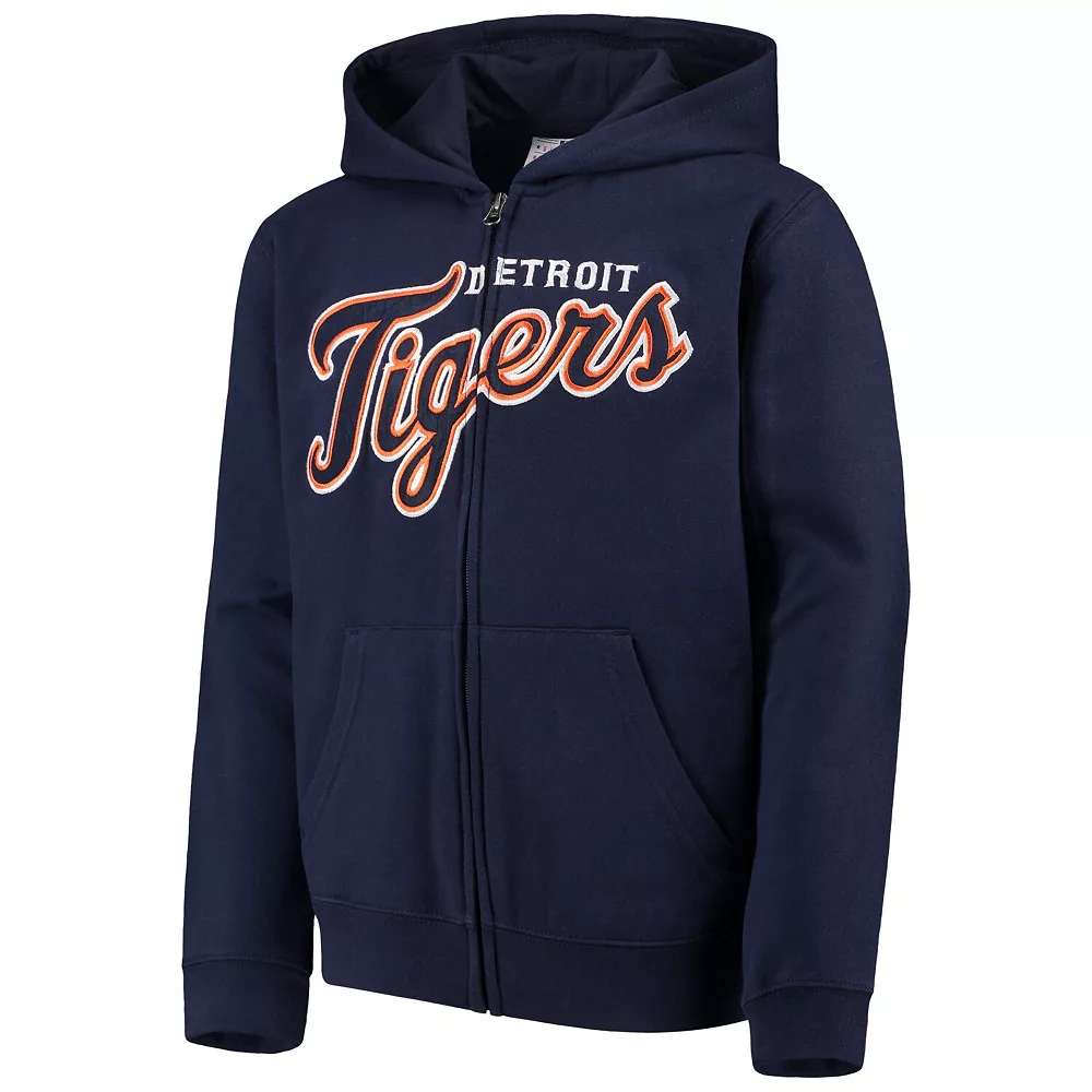 Youth Navy Detroit Tigers Team Color Wordmark Full-Zip Hoodie 3 Youth Navy Detroit Tigers Team Color Wordmark Full-Zip Hoodie - Image 3