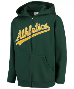 Youth Green Oakland Athletics Team Color Wordmark Full-Zip Hoodie 6 Youth Green Oakland Athletics Team Color Wordmark Full-Zip Hoodie -MLB Shop 4140123 ALT2