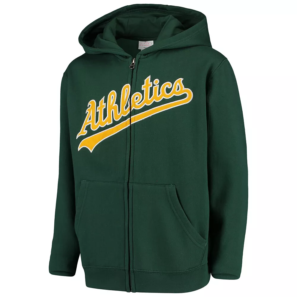 Youth Green Oakland Athletics Team Color Wordmark Full-Zip Hoodie 3 Youth Green Oakland Athletics Team Color Wordmark Full-Zip Hoodie - Image 3