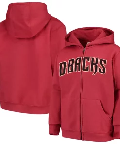 Alternative view of Youth Red Arizona Diamondbacks Team Color Wordmark Full-Zip Hoodie