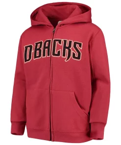 Youth Red Arizona Diamondbacks Team Color Wordmark Full-Zip Hoodie -MLB Shop 4140468 ALT2