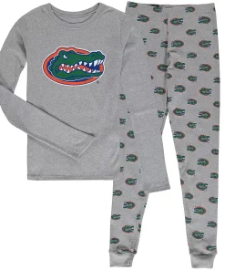 Youth Heathered Gray Florida Gators Long Sleeve T-Shirt & Pant Sleep Set