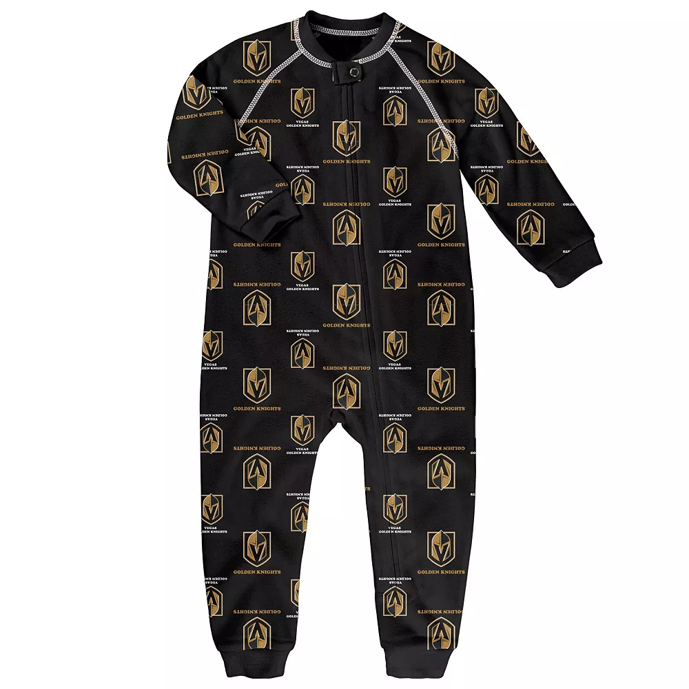 Toddler Black Vegas Golden Knights Team Print Raglan Sleeve Full-Zip Jumper Pajamas 1 Toddler Black Vegas Golden Knights Team Print Raglan Sleeve Full-Zip Jumper Pajamas