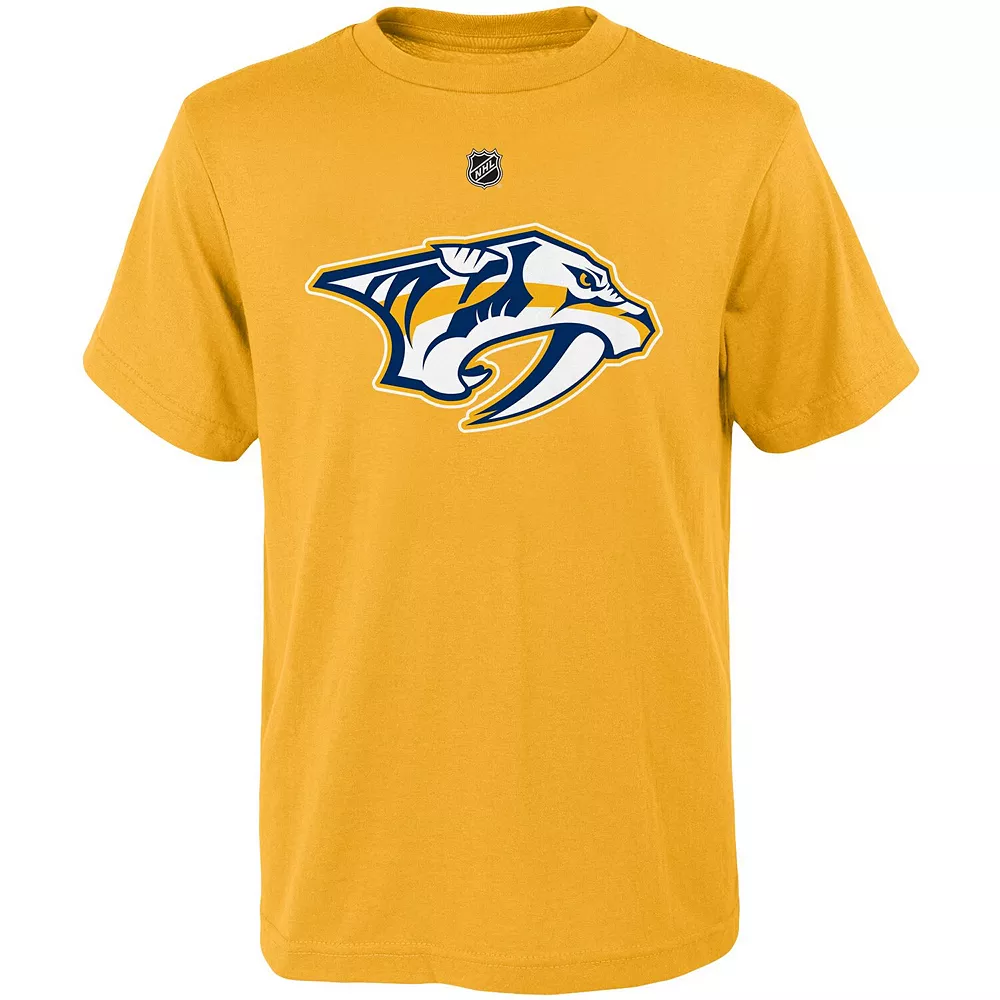 Youth Filip Forsberg Gold Nashville Predators Player Name & Number T-Shirt 3 Youth Filip Forsberg Gold Nashville Predators Player Name & Number T-Shirt - Image 3