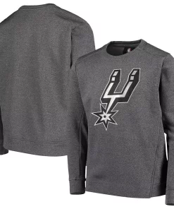 Alternative view of Youth Heathered Gray San Antonio Spurs Performance Fleece Crew Sweatshirt