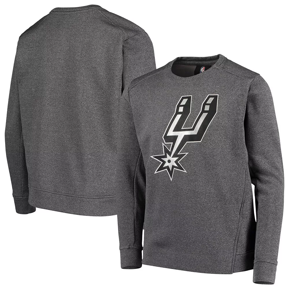 Youth Heathered Gray San Antonio Spurs Performance Fleece Crew Sweatshirt 2 Youth Heathered Gray San Antonio Spurs Performance Fleece Crew Sweatshirt - Image 2