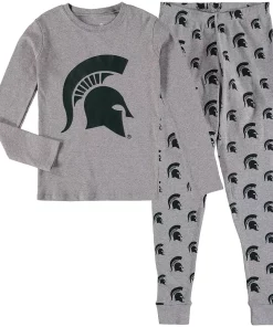 Youth Heathered Gray Michigan State Spartans Long Sleeve T-Shirt & Pant Sleep Set