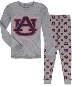 Youth Heathered Gray Auburn Tigers Long Sleeve T-Shirt & Pant Sleep Set