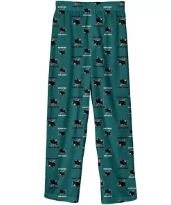 Youth Teal San Jose Sharks Team Logo Printed Pajama Pants