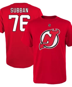 Alternative view of Youth P.K. Subban Red New Jersey Devils Player Name & Number T-Shirt