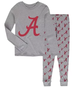 Youth Heathered Gray Alabama Crimson Tide Long Sleeve T-Shirt & Pant Sleep Set