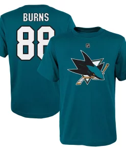 Youth Brent Burns Teal San Jose Sharks Player Name & Number T-Shirt