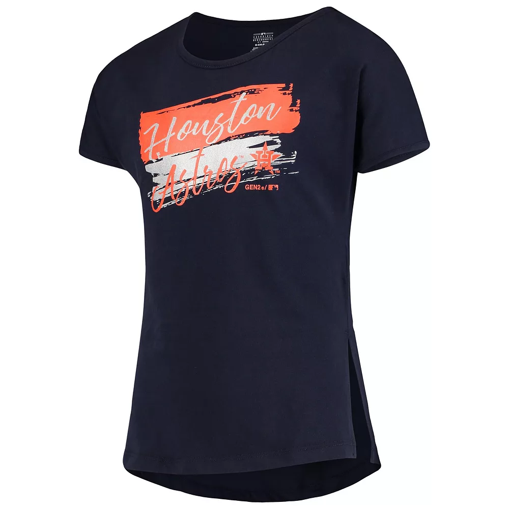 Girls Youth Navy Houston Astros Brush Stroke Dolman T-Shirt 3 Girls Youth Navy Houston Astros Brush Stroke Dolman T-Shirt - Image 3