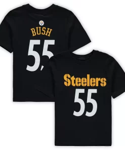 Preschool Devin Bush Black Pittsburgh Steelers Mainliner Player Name & Number T-Shirt