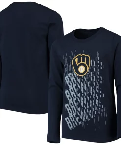 Alternative view of Youth Navy Milwaukee Brewers Score Long Sleeve T-Shirt