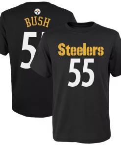 Youth Devin Bush Black Pittsburgh Steelers Mainliner Player Name & Number T-Shirt