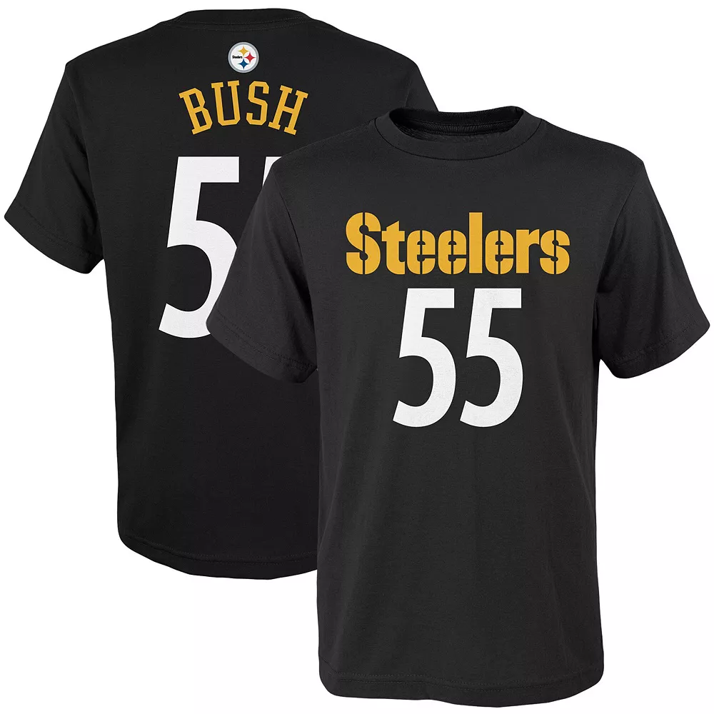 Youth Devin Bush Black Pittsburgh Steelers Mainliner Player Name & Number T-Shirt 2 Youth Devin Bush Black Pittsburgh Steelers Mainliner Player Name & Number T-Shirt - Image 2