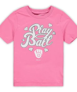 Preschool Pink Milwaukee Brewers Ball Girl T-Shirt
