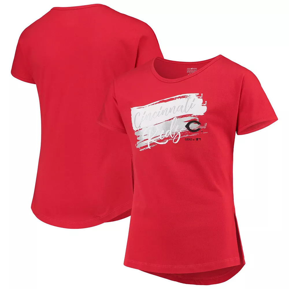 Girls Youth Red Cincinnati Reds Brush Stroke Dolman T-Shirt 1 Girls Youth Red Cincinnati Reds Brush Stroke Dolman T-Shirt