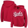 Youth Red Cincinnati Reds Team Color Wordmark Full-Zip Hoodie