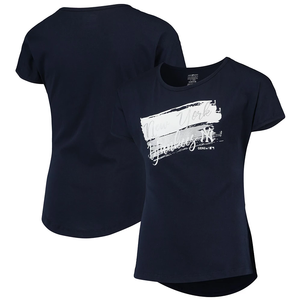 Girls Youth Navy New York Yankees Brush Stroke Dolman T-Shirt 1 Girls Youth Navy New York Yankees Brush Stroke Dolman T-Shirt