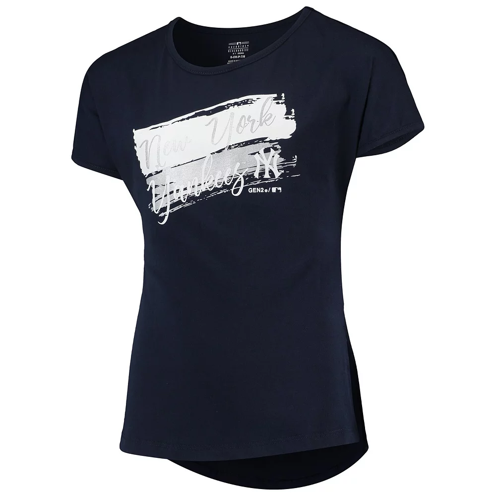 Girls Youth Navy New York Yankees Brush Stroke Dolman T-Shirt 3 Girls Youth Navy New York Yankees Brush Stroke Dolman T-Shirt - Image 3