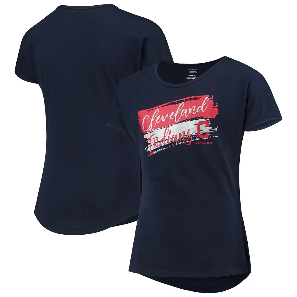 Girls Youth Navy Cleveland Indians Brush Stroke Dolman T-Shirt 1 Girls Youth Navy Cleveland Indians Brush Stroke Dolman T-Shirt