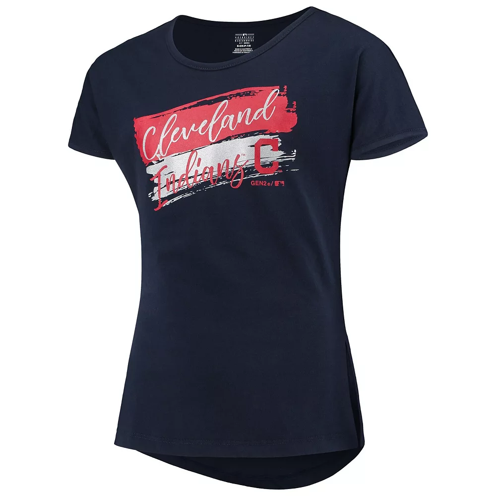 Girls Youth Navy Cleveland Indians Brush Stroke Dolman T-Shirt 3 Girls Youth Navy Cleveland Indians Brush Stroke Dolman T-Shirt - Image 3
